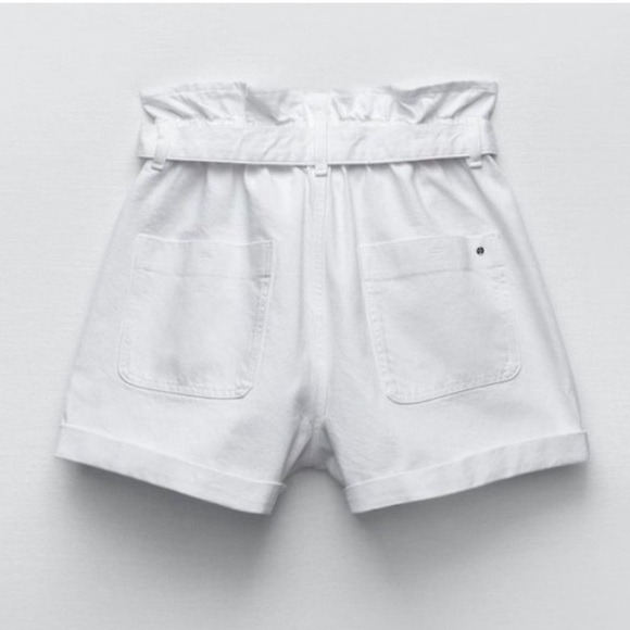 NWT Zara Paper Bag White Denim Jean Shorts - Picture 4 of 6